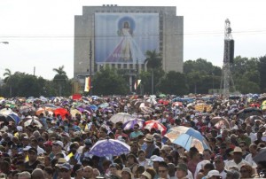A number of people attend the Papal Mass on Sunday in Havana’s Revolution Plaza